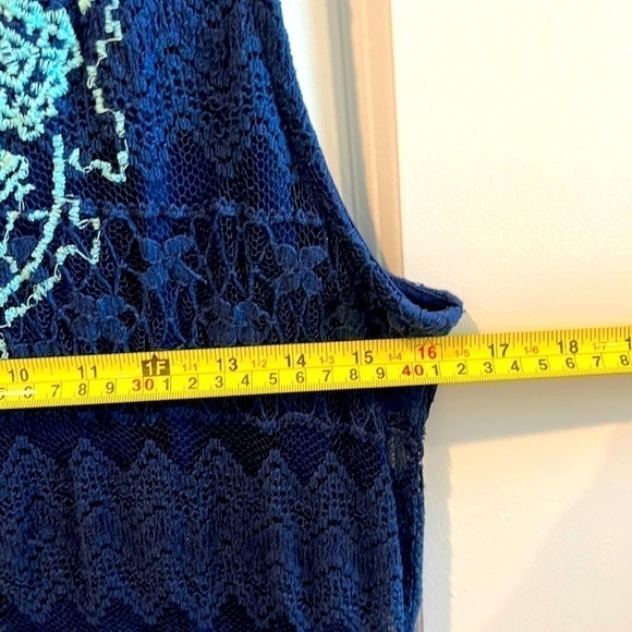 Xhilaration NAVY Dress Cotton Crochet Lace over Nylon/Rayon w/ Blue Embr… - Picture 9 of 10